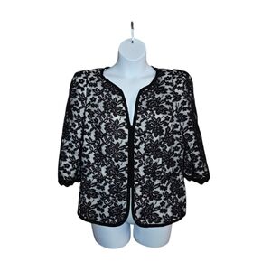 Albert Nipon Women's White w/ Black Lace Overlay Blazer Jacket Plus Size 18 NWOT